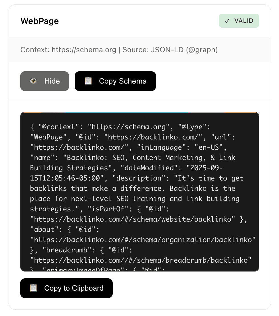 Schema Validation - SEOMonk Chrome Extension validating schema markup